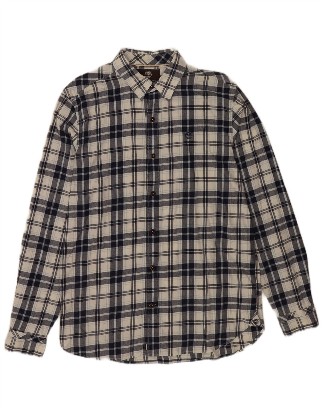 Timberland Mens Regular Fit Flannel Shirt Medium Blue Check Cotton