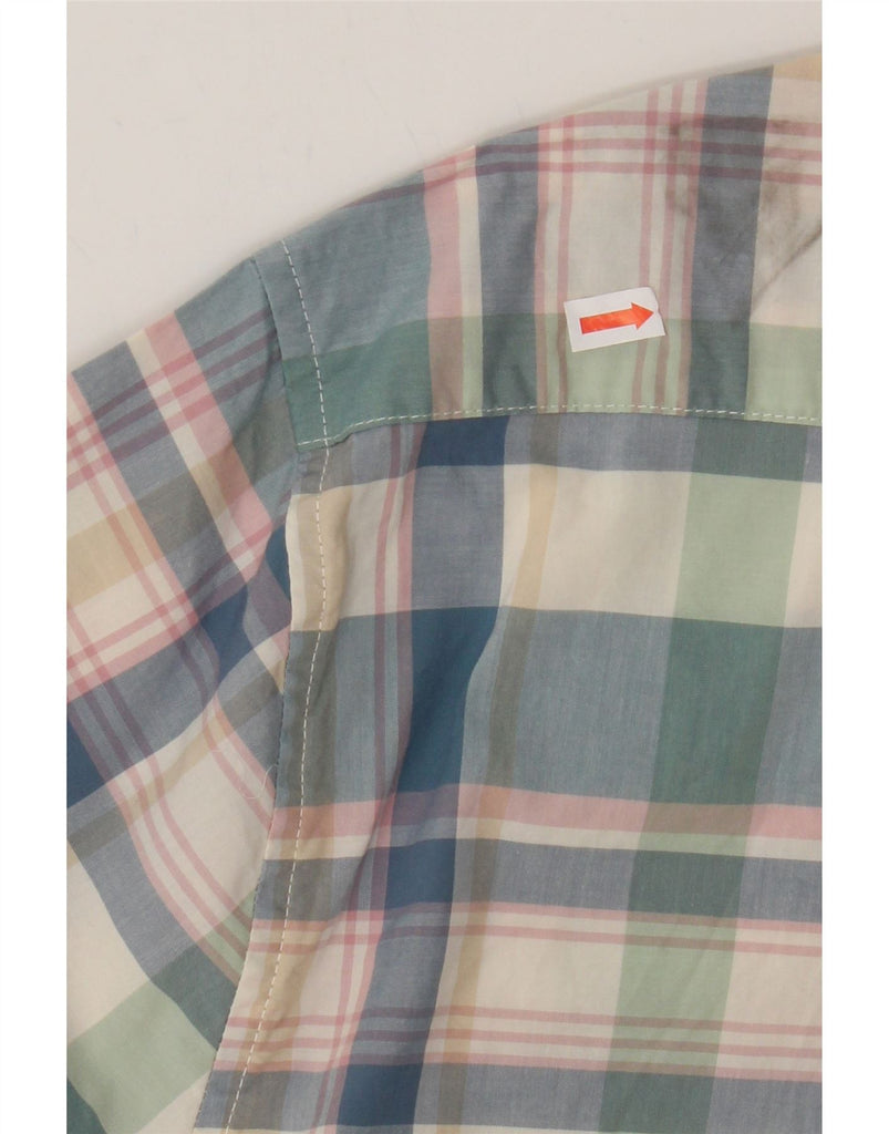 BARBOUR Mens Tailored Fit Short Sleeve Shirt Large Blue Check Cotton Vintage Barbour and Second-Hand Barbour from Messina Hembry 