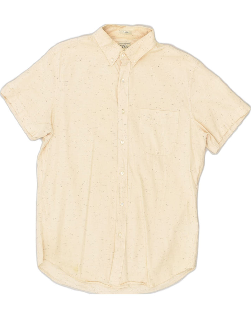 J. CREW Mens Classic Short Sleeve Shirt Medium Beige Flecked Cotton | Vintage J. Crew | Thrift | Second-Hand J. Crew | Used Clothing | Messina Hembry 