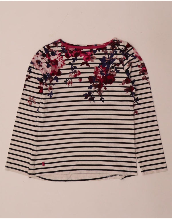 Joules Womens Graphic Top Long Sleeve UK 6 XS White Striped Cotton