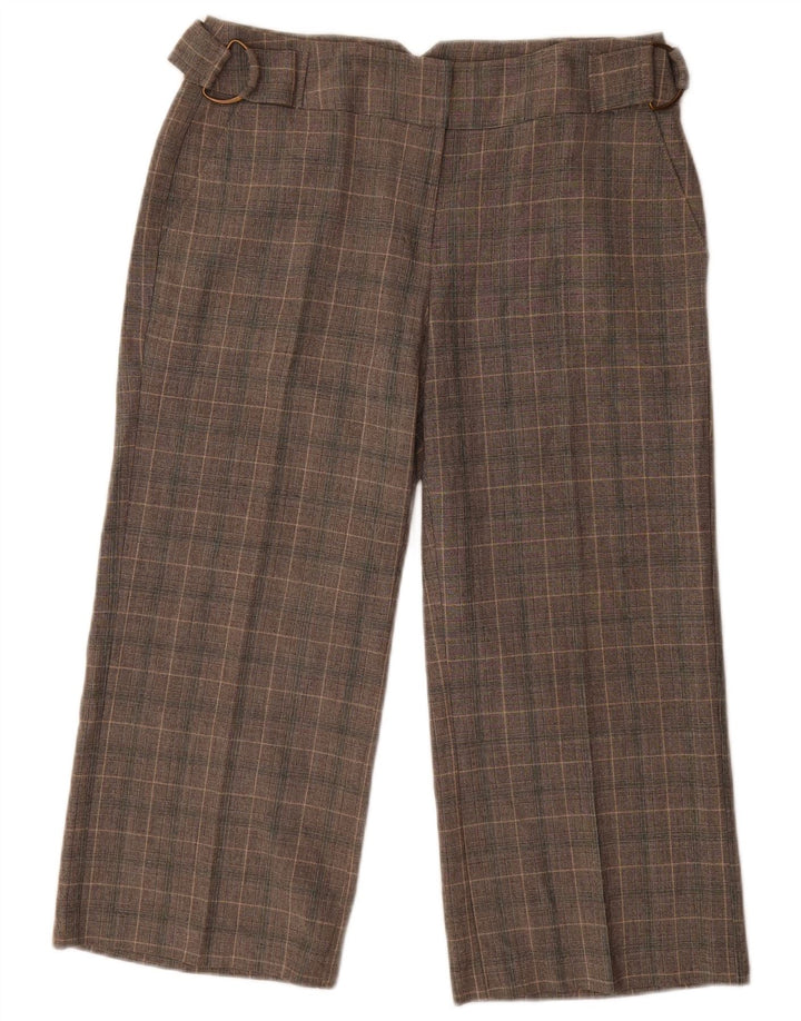Marks & Spencer Womens Capri Trousers UK 12 Medium W30 L23 Grey Check