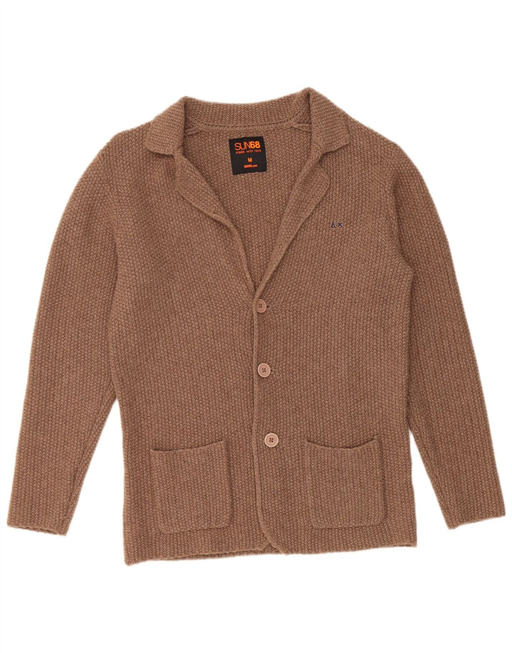 Sun68 Mens Cardigan Sweater Medium Brown Wool