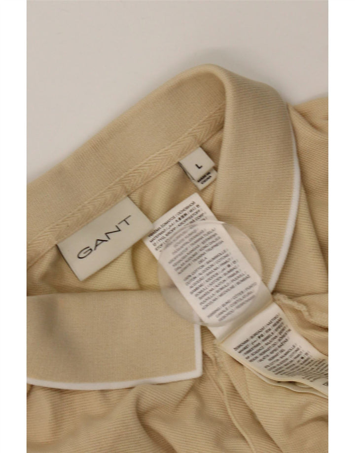 GANT Mens Polo Shirt Large Beige Cotton