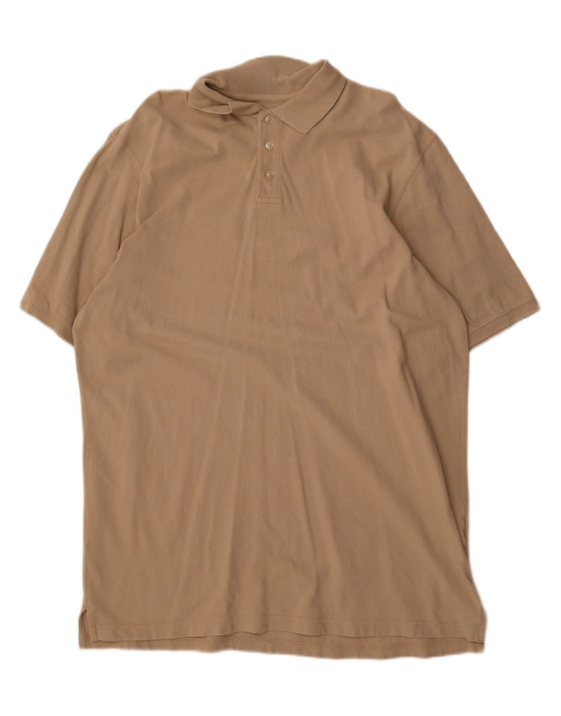 EDDIE BAUER Mens Tall Polo Shirt XL Beige Cotton Vintage Eddie Bauer and Second-Hand Eddie Bauer from Messina Hembry 