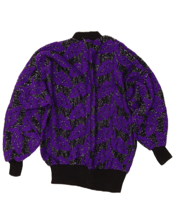 VINTAGE Womens Turtle Neck Jumper Sweater UK 8 Small Purple Colourblock