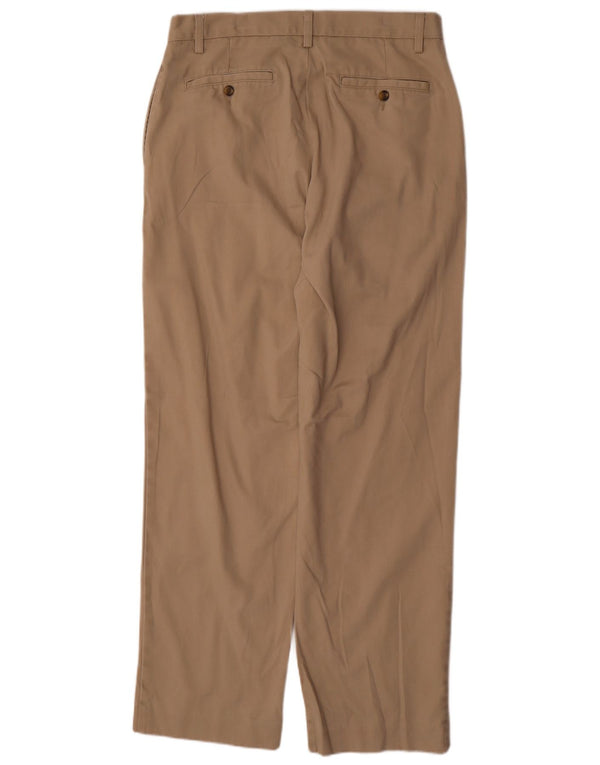 IZOD Mens Straight Chino Trousers W35 L34  Beige Cotton