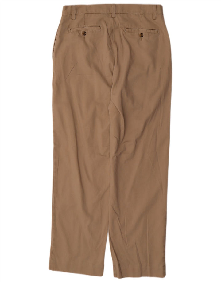 IZOD Mens Straight Chino Trousers W35 L34  Beige Cotton