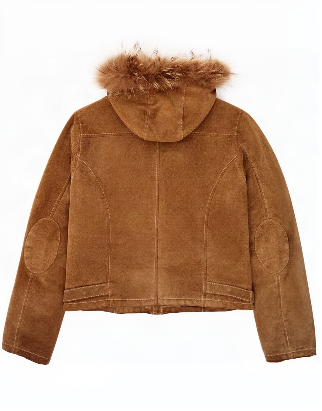 Conbipel Womens Hooded Suede Jacket IT 46 Large Brown Leather