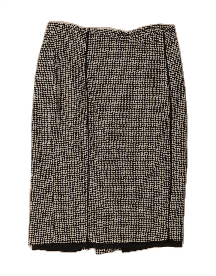OASIS Womens Midi Skirt UK 12 Medium W30  White Houndstooth Vintage Oasis and Second-Hand Oasis from Messina Hembry 