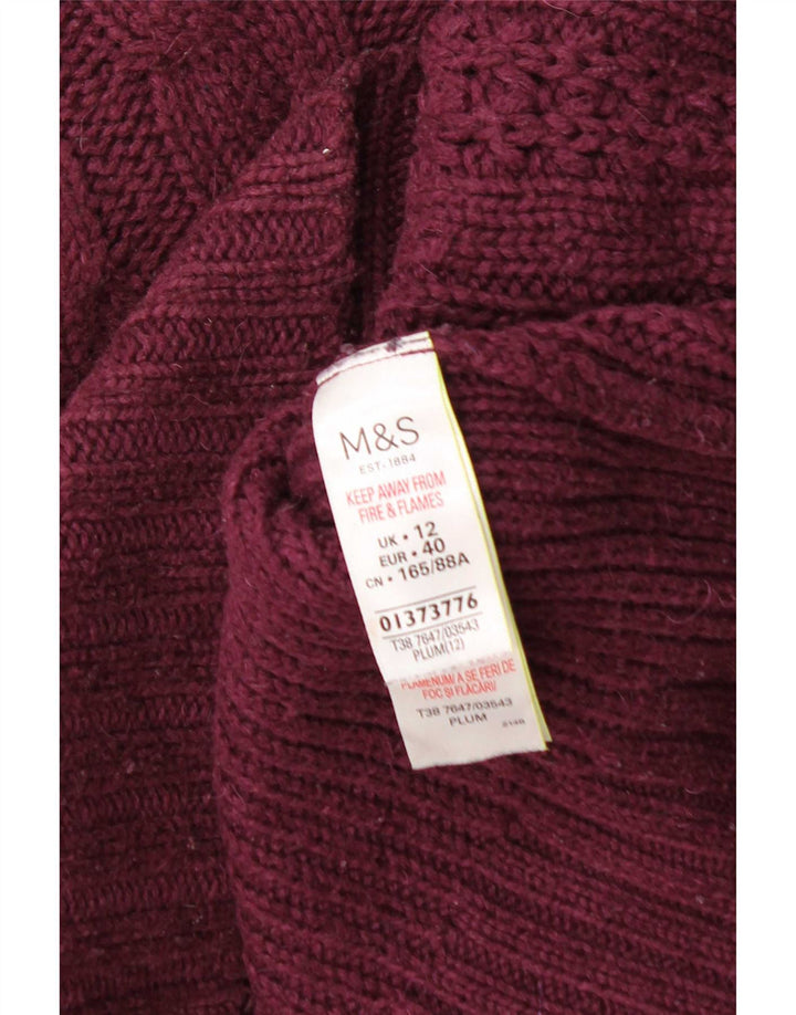 Marks & Spencer Womens Crew Neck Jumper Sweater UK 12 Medium Burgundy