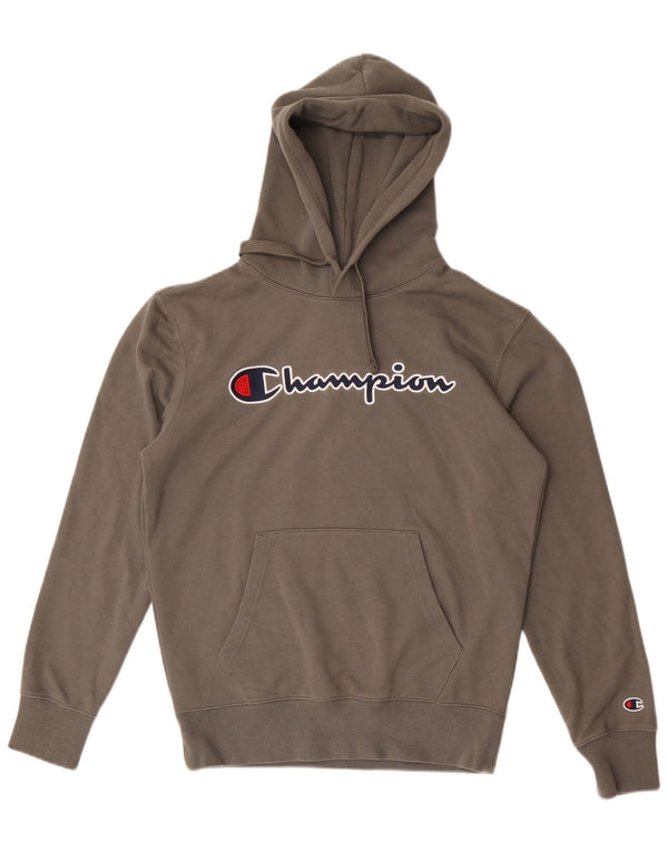 CHAMPION Mens Graphic Hoodie Jumper Medium Khaki Cotton