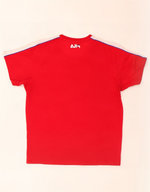 Fila Mens T-Shirt Top Small Red Colourblock