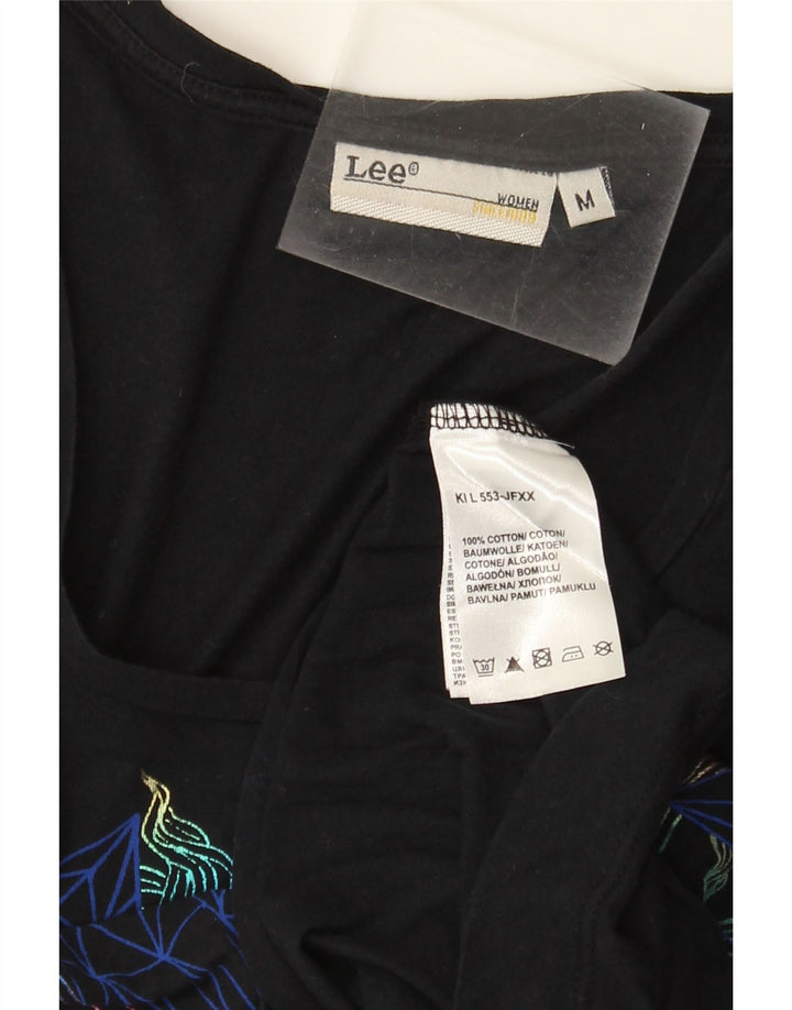 Lee Womens Graphic T-Shirt Top UK 12 Medium Navy Blue Cotton