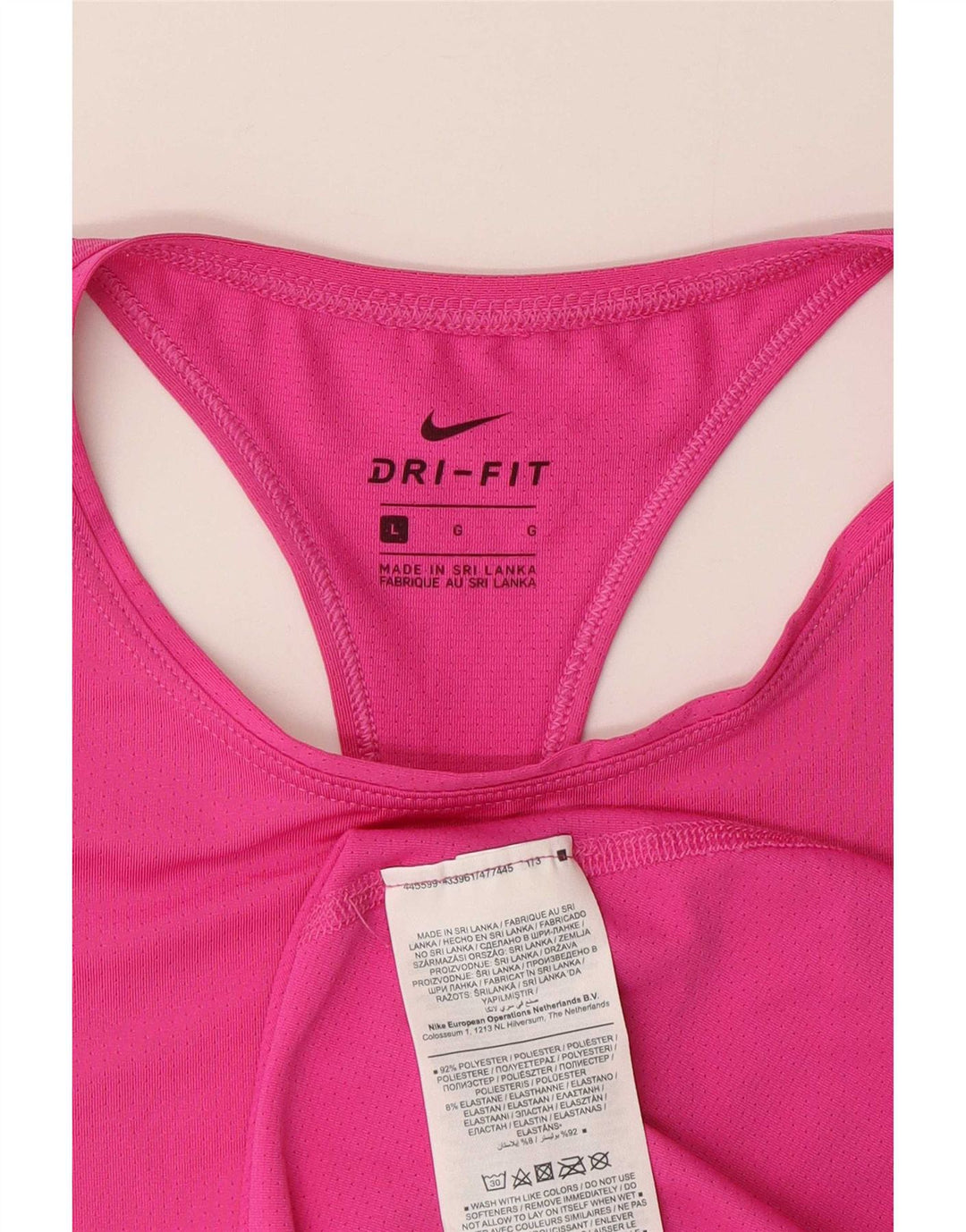 Nike Womens Dri Fit Vest Top UK 14 Large Pink Polyester