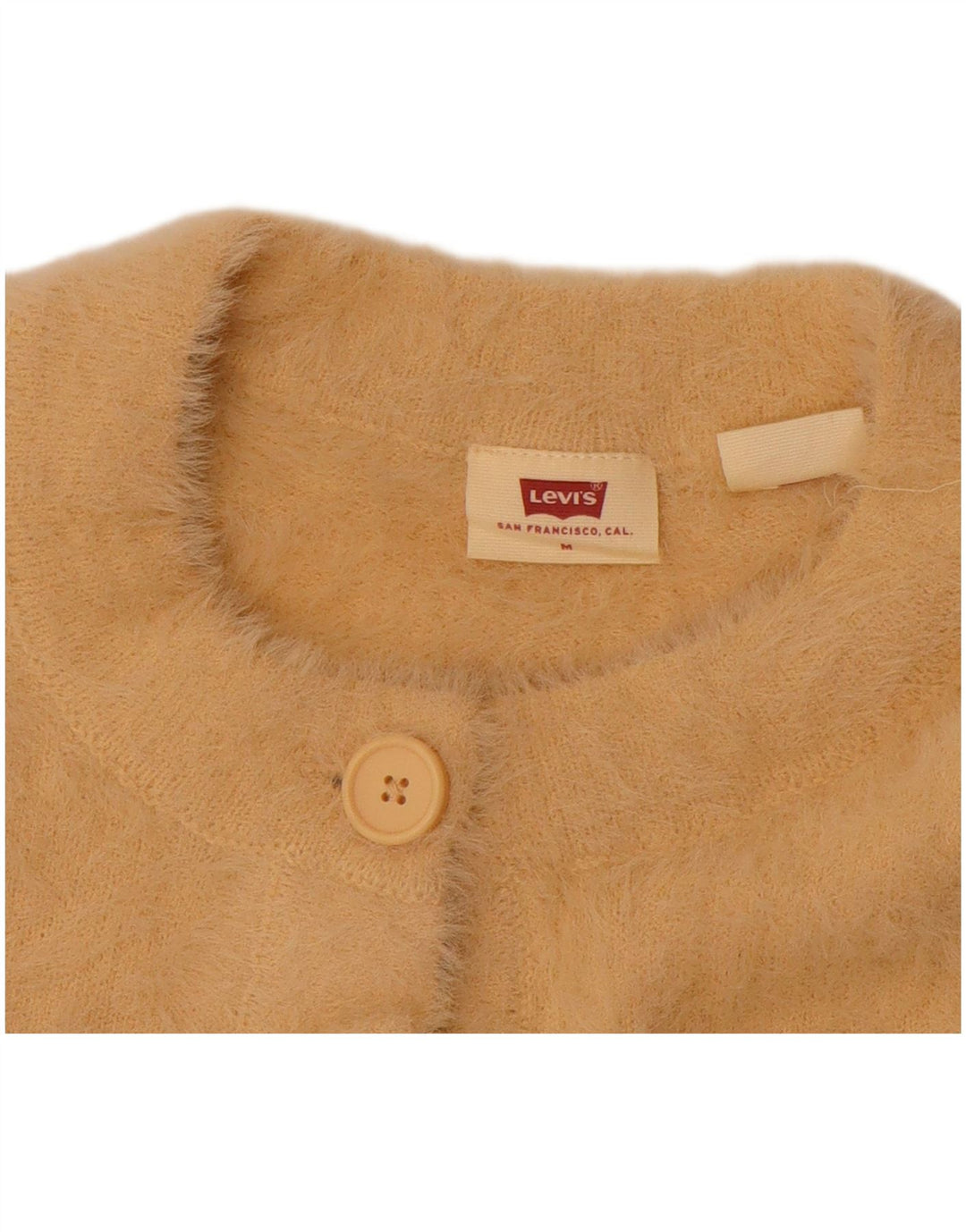 LEVI'S Womens Crop Cardigan Sweater UK 14 Medium Beige Polyamide