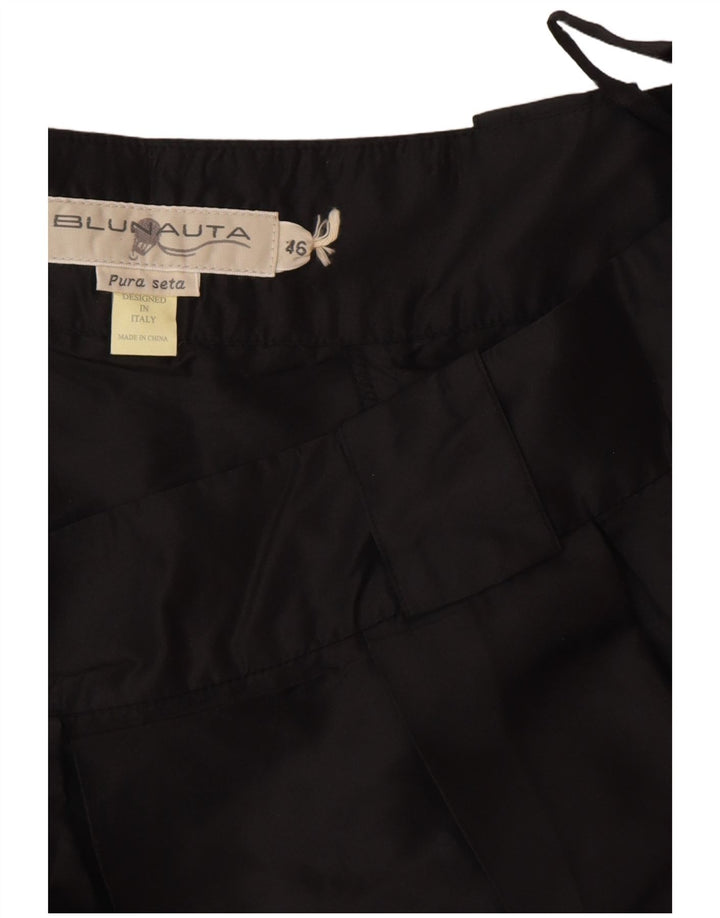 Blunauta Womens Pleated Skirt IT 46 Large W32  Black Silk