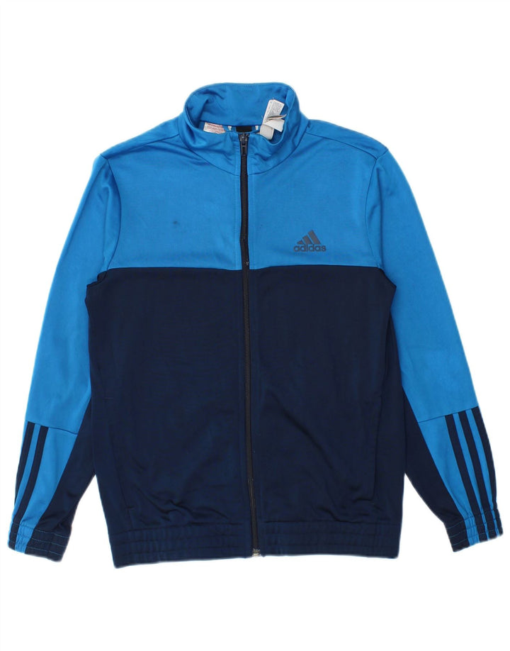 Adidas Boys Tracksuit Top Jacket 11-12 Years Navy Blue Colourblock