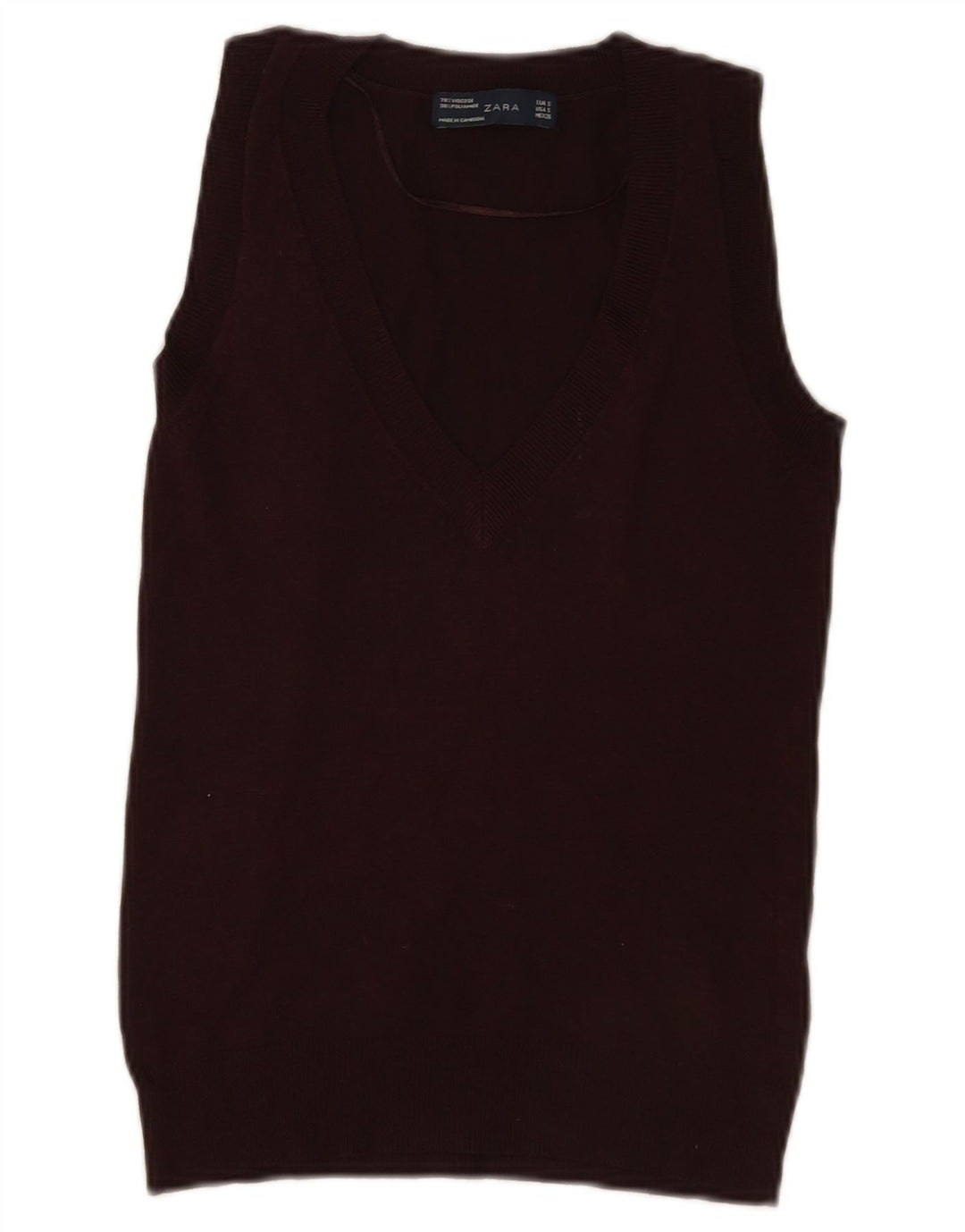 Zara Womens Vest Top UK 10 Small Brown Viscose