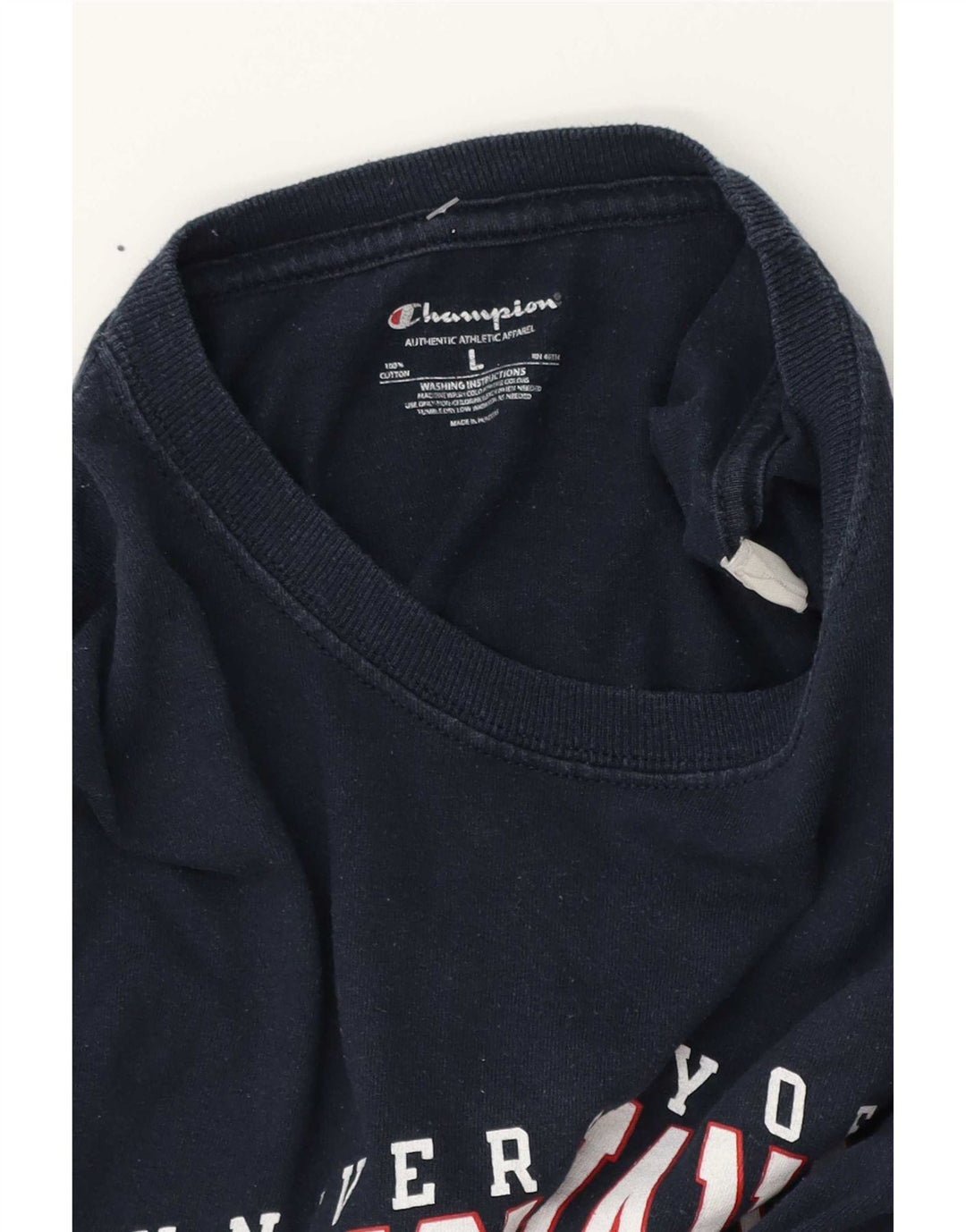 Champion Mens Graphic Top Long Sleeve Large Navy Blue