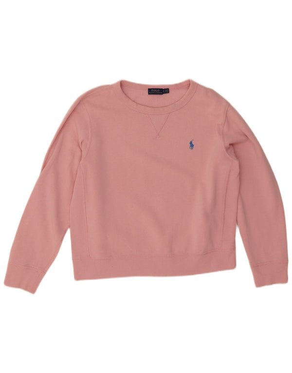 Polo Ralph Lauren Womens Sweatshirt Jumper UK 16 Large Pink Cotton