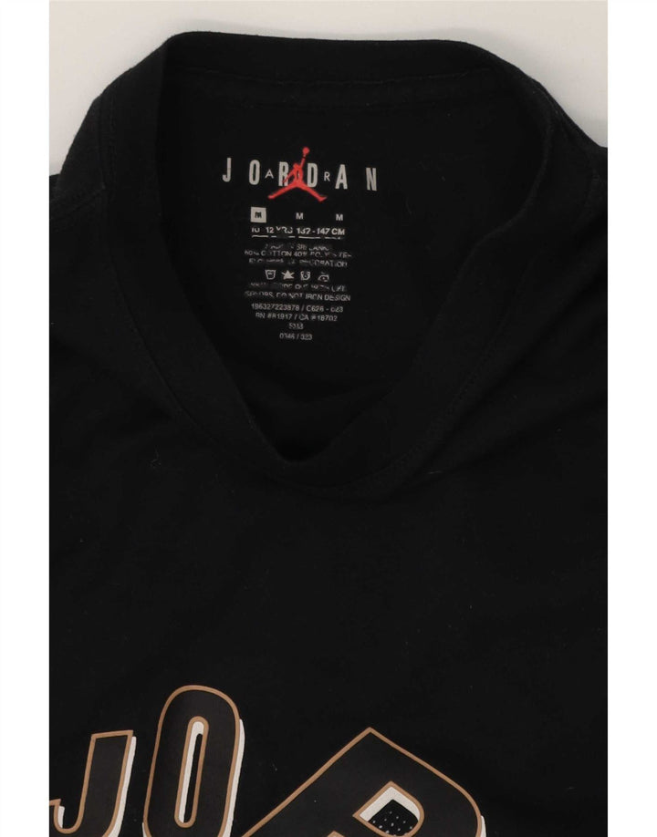 Jordan Boys Graphic Top Long Sleeve 10-11 Years Medium Black Cotton