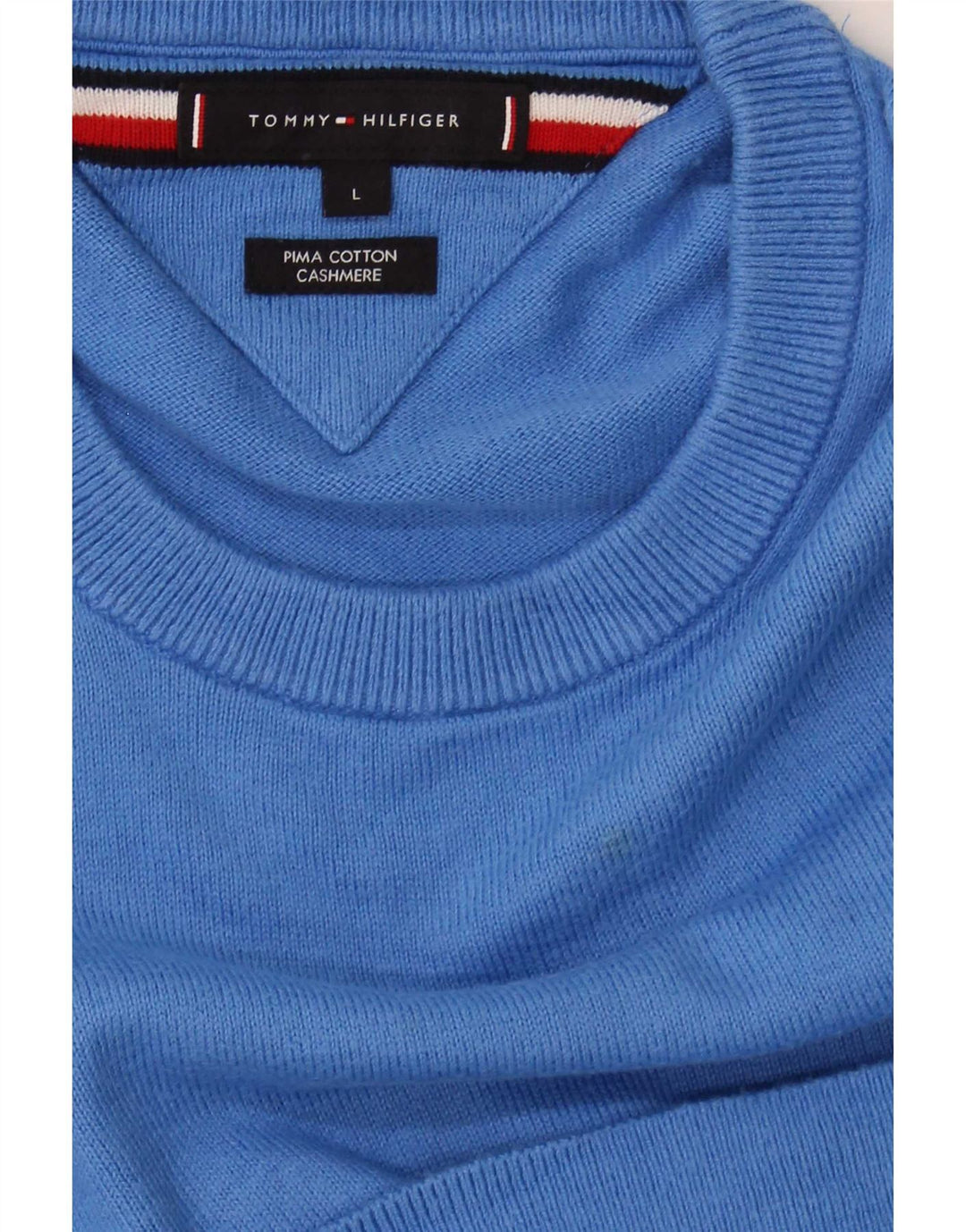 Tommy Hilfiger Mens Crew Neck Jumper Sweater Large Blue Cotton