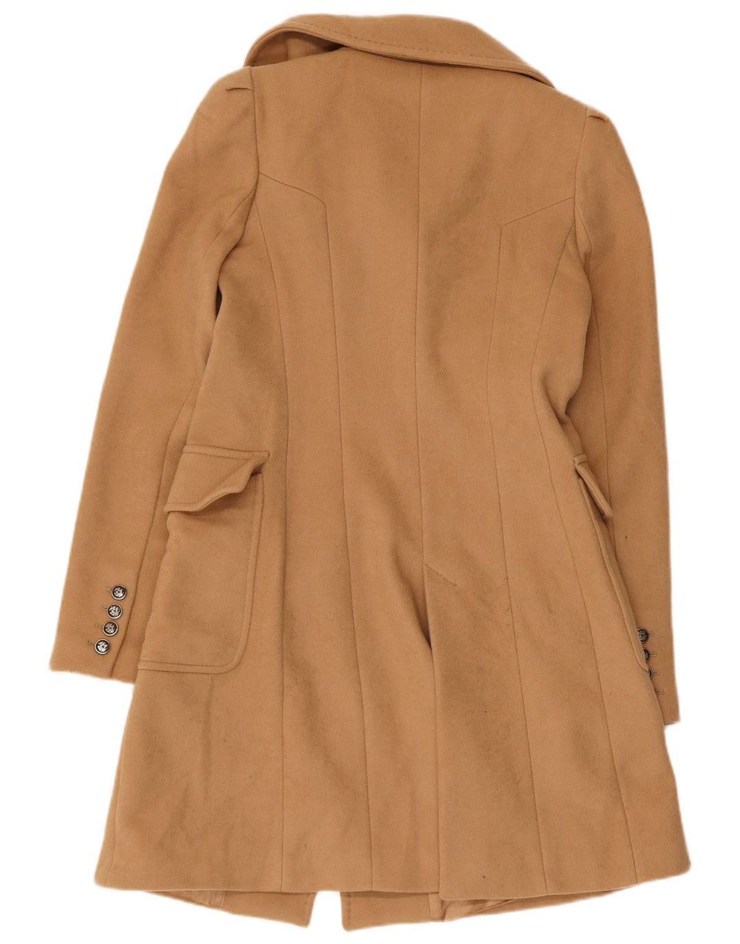 Zara Womens Double Breasted Coat UK 12 Medium Brown Wool