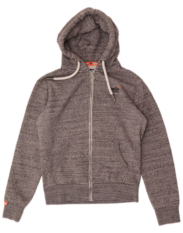 Superdry Mens Zip Hoodie Sweater XS Grey Flecked Cotton