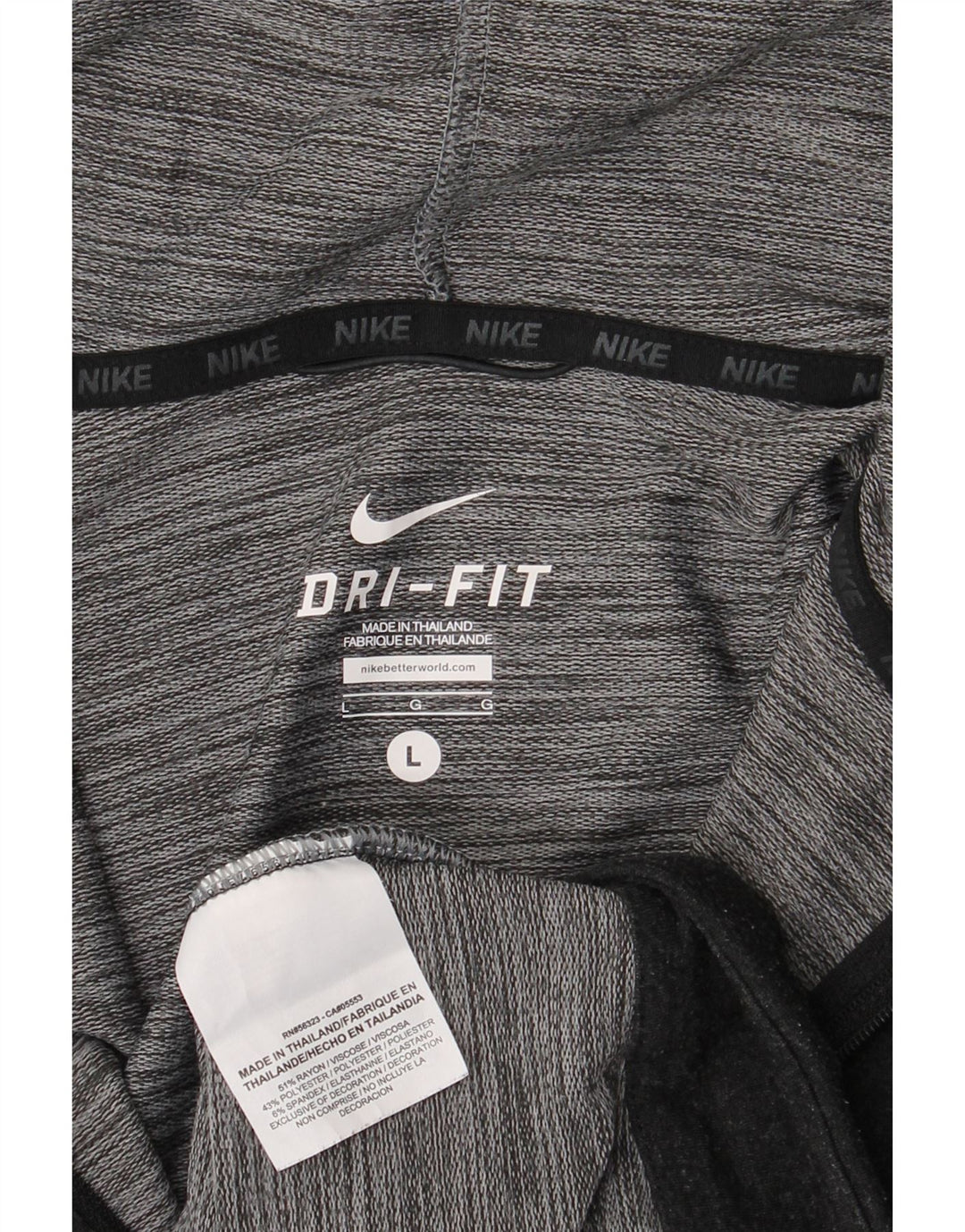 Nike Mens Dri Fit Zip Hoodie Sweater Large Grey Rayon