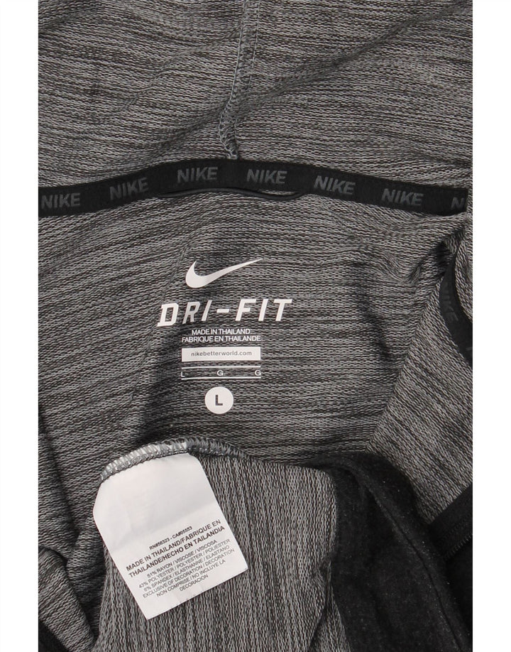 Nike Mens Dri Fit Zip Hoodie Sweater Large Grey Rayon