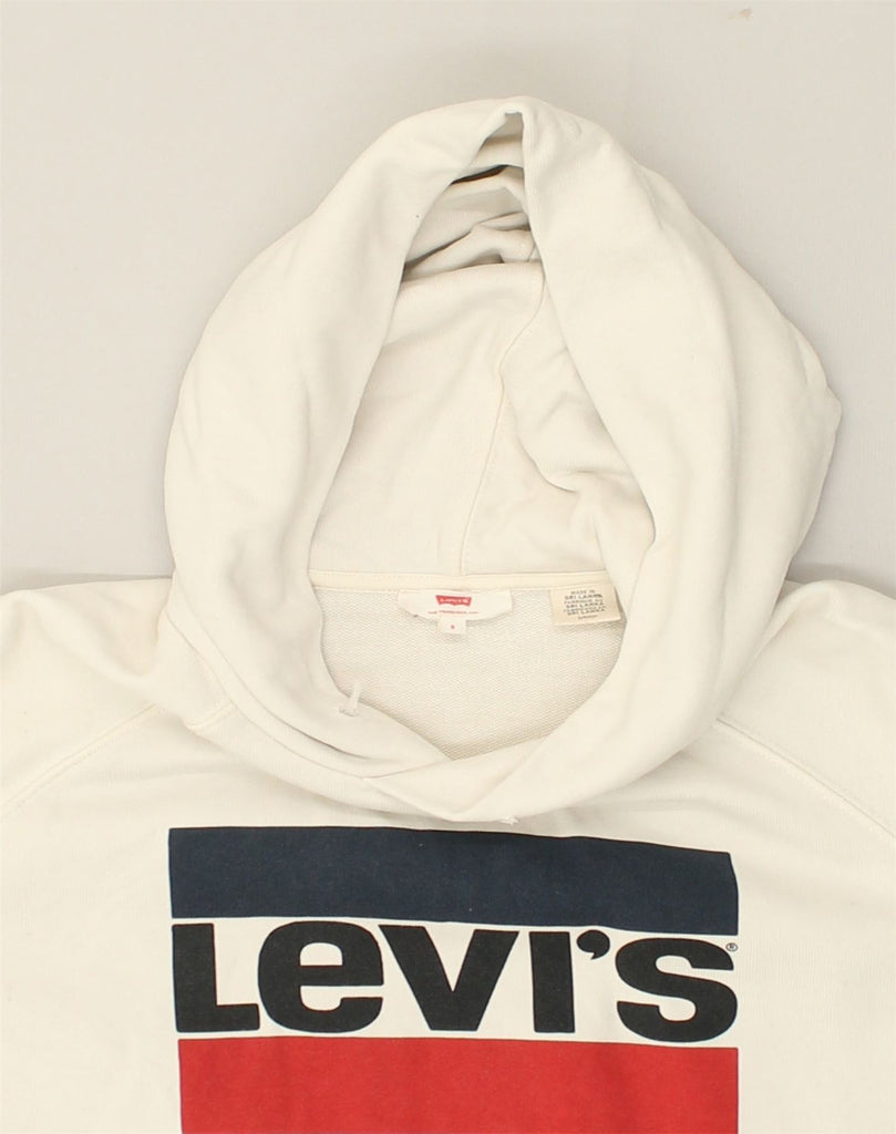 LEVI'S Mens Graphic Hoodie Jumper Small Off White Cotton | Vintage Levi's | Thrift | Second-Hand Levi's | Used Clothing | Messina Hembry 