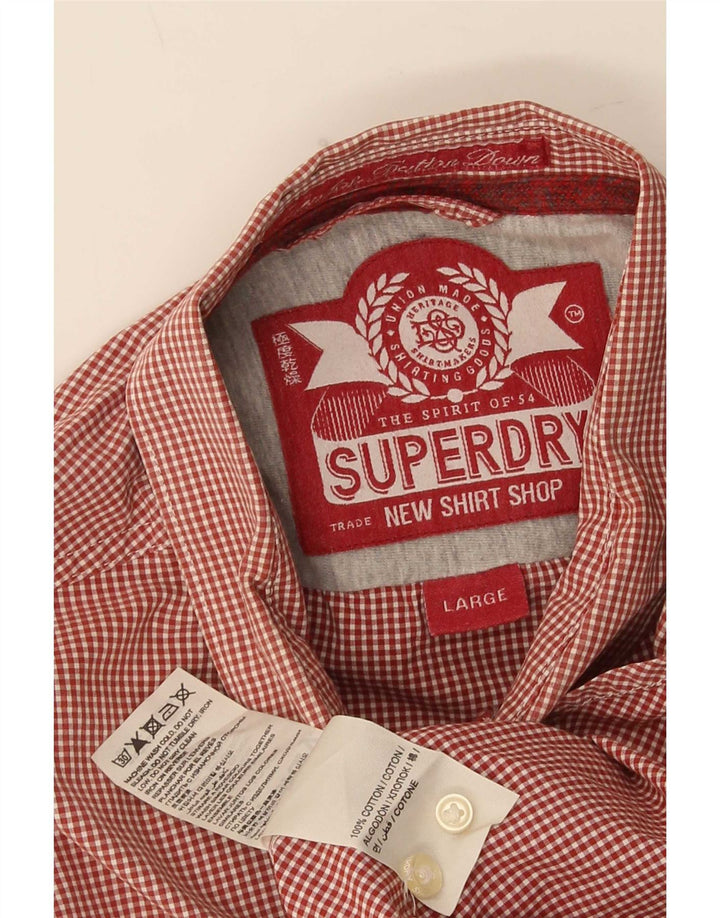 Superdry Mens Shirt Large Red Gingham Cotton