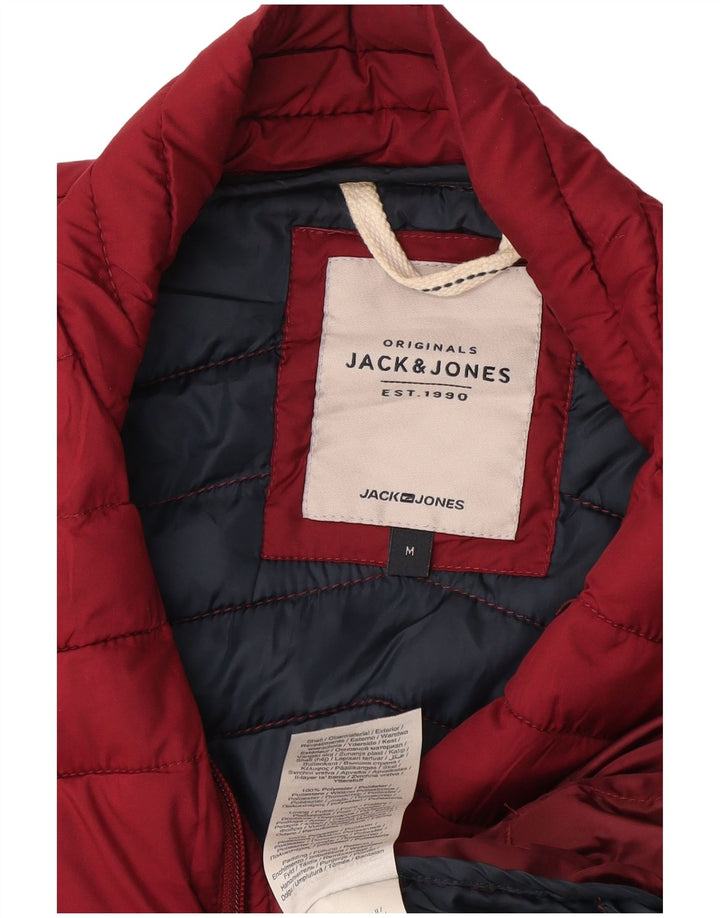 Jack & Jones Mens Padded Gilet UK 38 Medium Burgundy Polyester