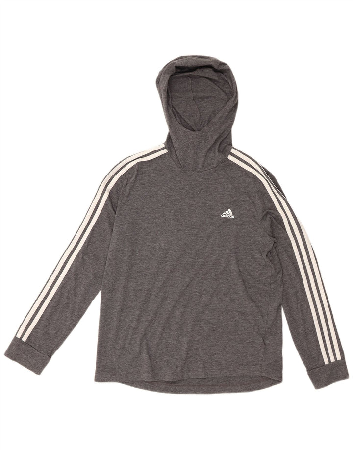 Adidas Womens Climalite Hooded Top Long Sleeve UK 12/14 Medium Grey