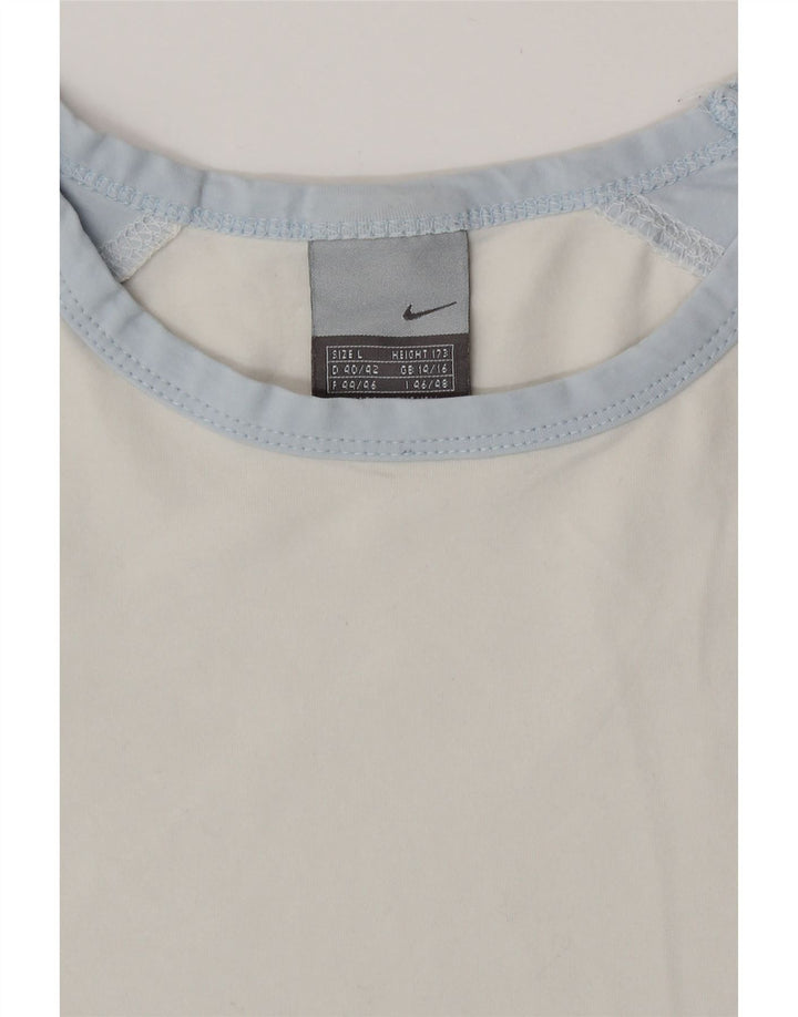 Nike Womens Top Long Sleeve UK 14/16 Large White Colourblock