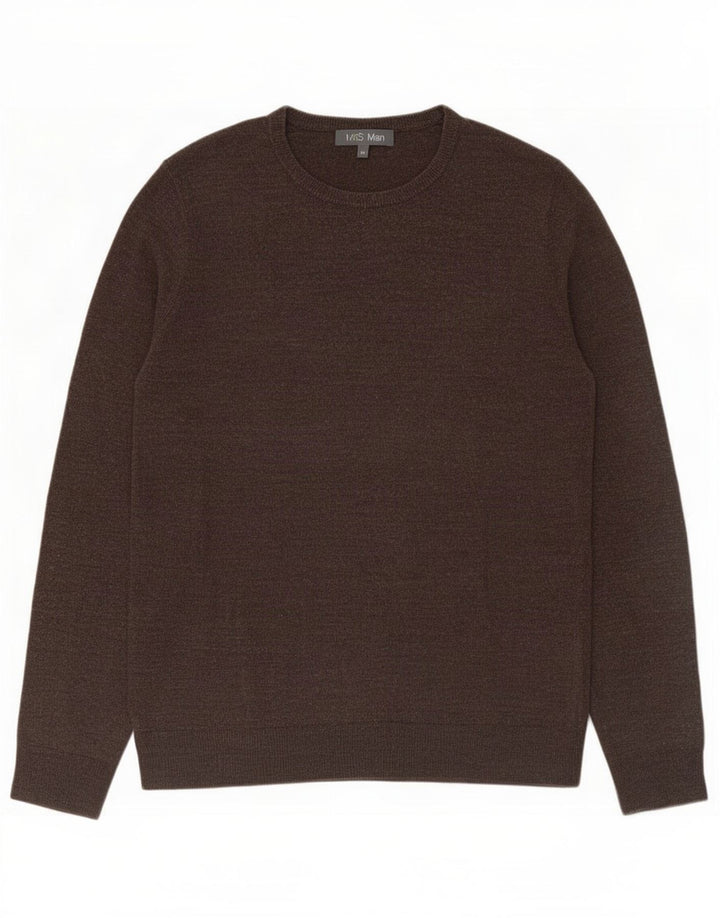 Marks & Spencer Mens Crew Neck Jumper Sweater Medium Brown Acrylic