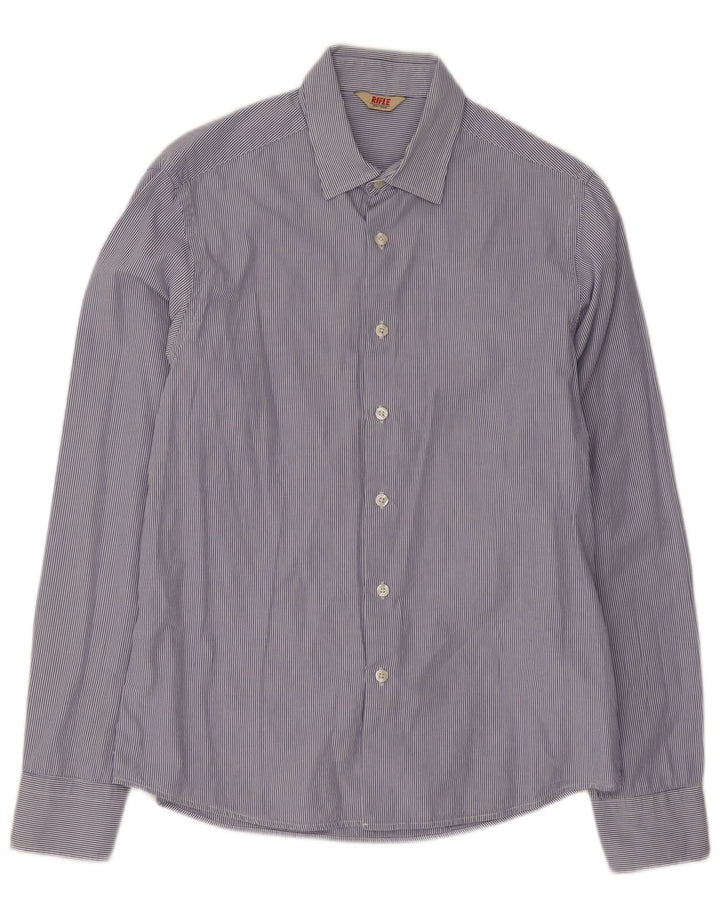 Rifle Mens Shirt Medium Blue Pinstripe Cotton