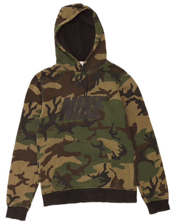 Nike Mens Graphic Hoodie Jumper Small Green Camouflage Cotton