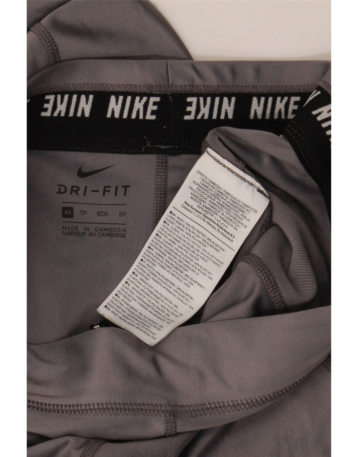 NIKE Womens Dri Fit Leggings UK 6 XS Grey Polyester