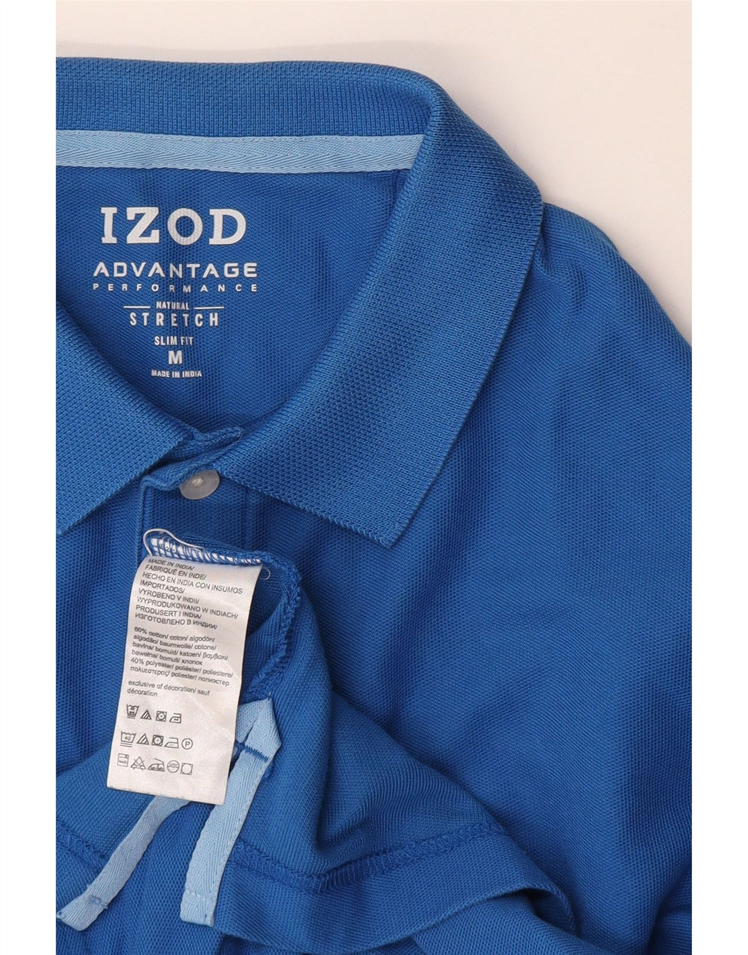 Izod Mens Slim Fit Polo Shirt Medium Blue Cotton