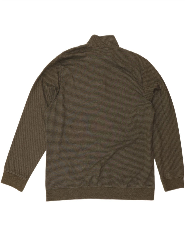 IZOD Mens Zip Neck Sweatshirt Jumper XL Khaki Pinstripe Vintage Izod and Second-Hand Izod from Messina Hembry 