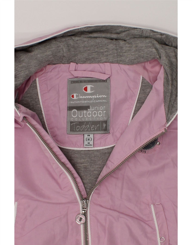 CHAMPION Baby Girls Hooded Rain Jacket 12-18 Months Pink Polyester | Vintage Champion | Thrift | Second-Hand Champion | Used Clothing | Messina Hembry 