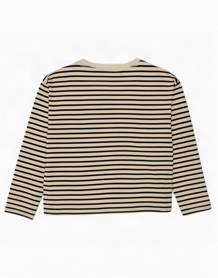 Zara Womens Top Long Sleeve UK 18 XL White Striped