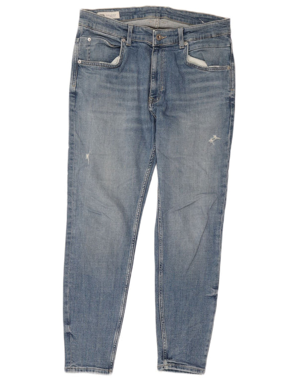 Zara Mens Distressed Skinny Jeans EU 44 Large W34 L28 Blue
