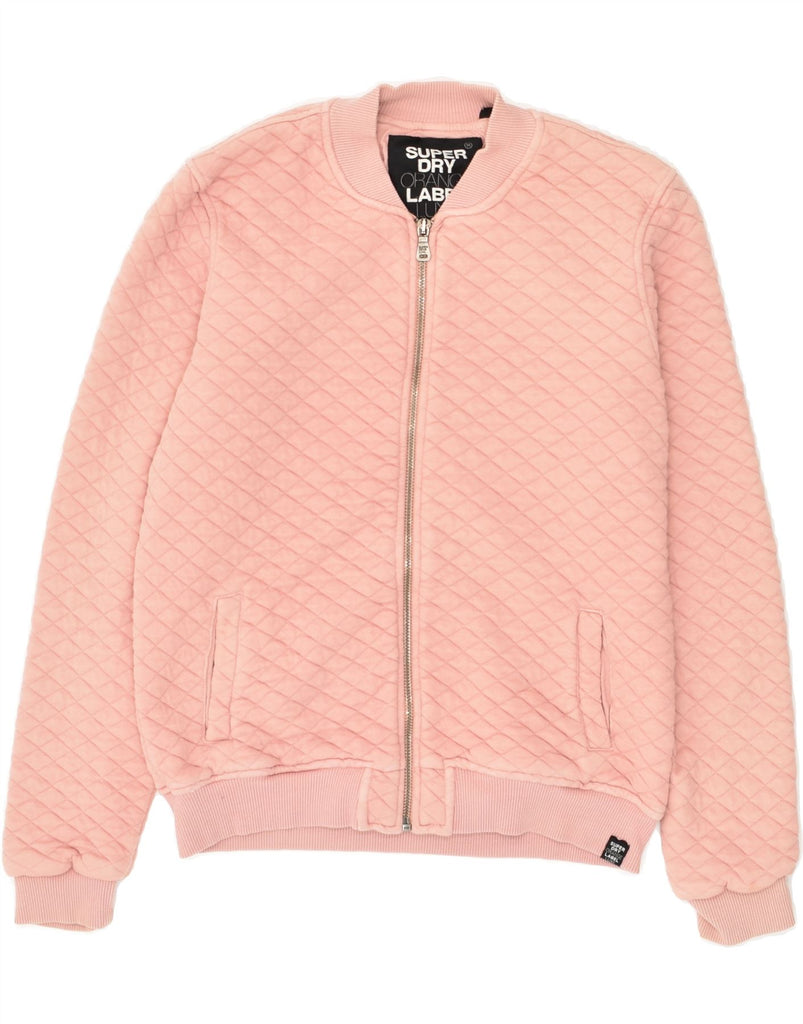 SUPERDRY Womens Quilted Tracksuit Top Jacket UK 10 Small Pink Cotton | Vintage Superdry | Thrift | Second-Hand Superdry | Used Clothing | Messina Hembry 