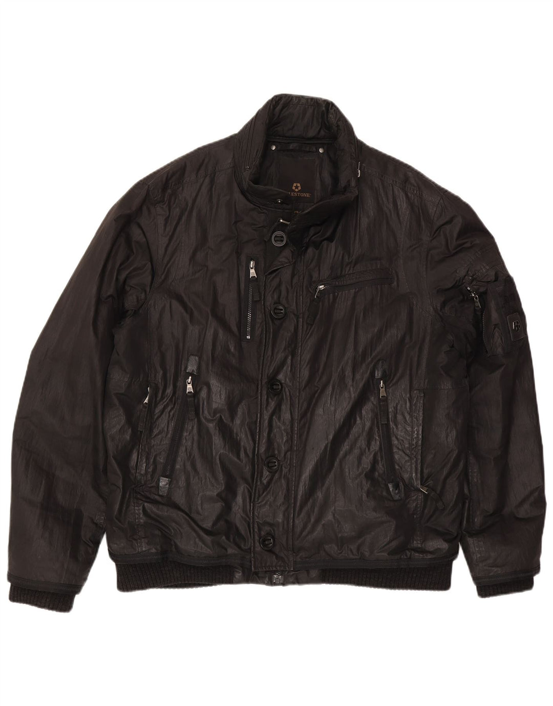 Milestone Mens Hooded Bomber Jacket UK 44 2XL Black Polyester