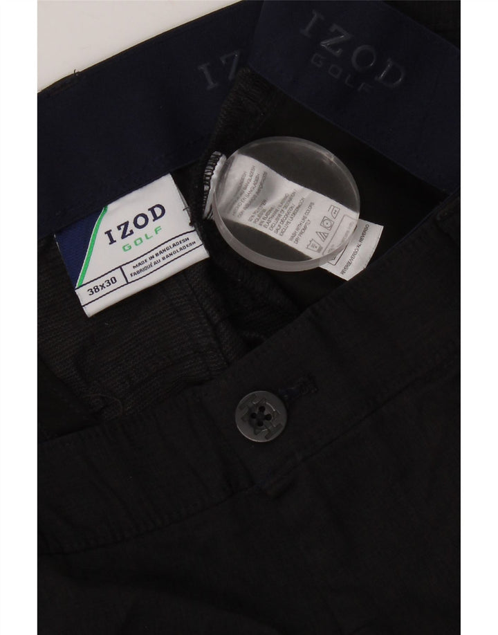 Izod Mens Straight Casual Trousers W38 L26 Black Polyester