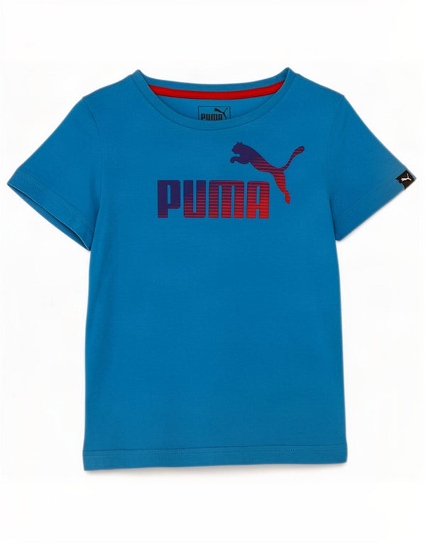 Puma Boys Graphic T-Shirt Top 7-8 Years Blue Cotton