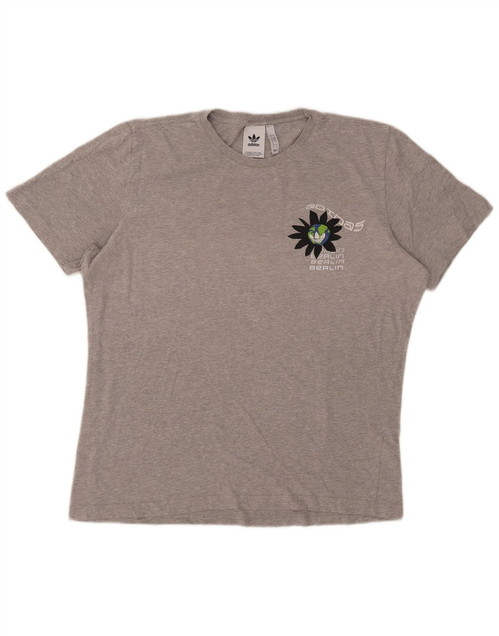 Adidas Mens Graphic T-Shirt Top Large Grey Cotton