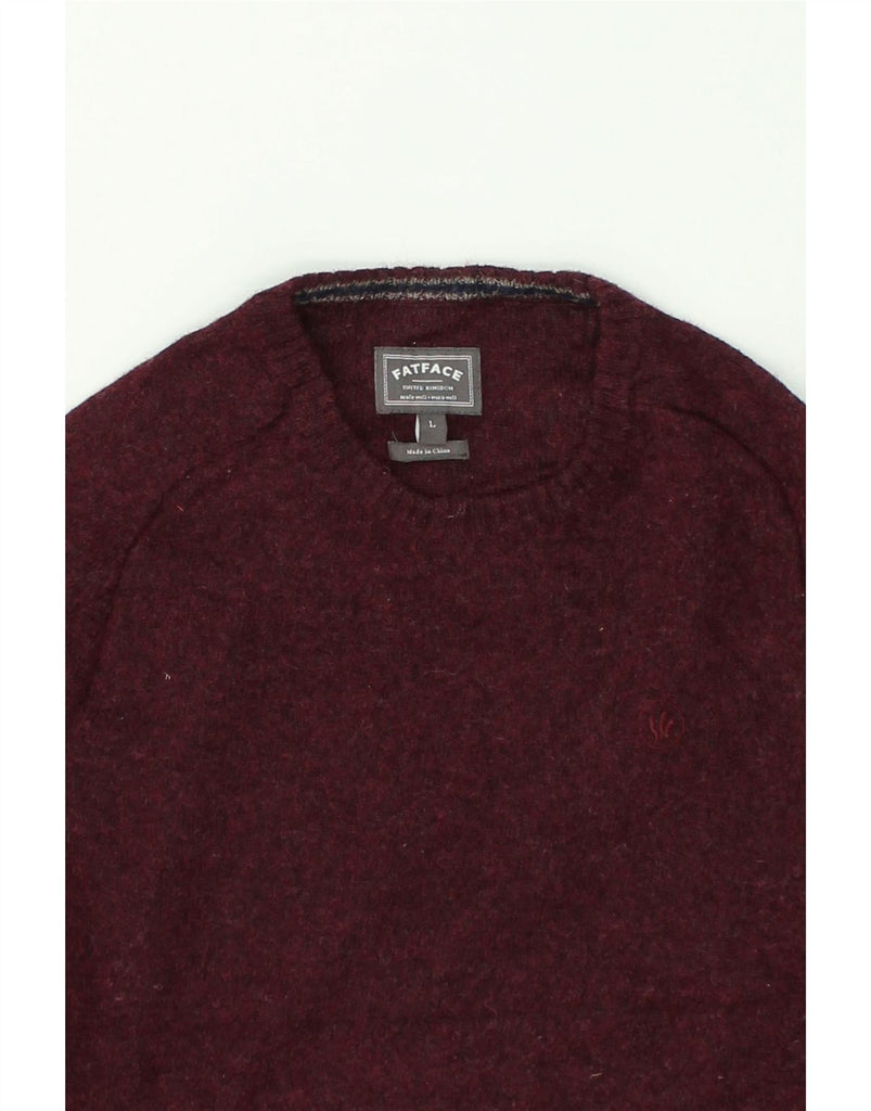 FAT FACE Mens Crew Neck Jumper Sweater Large Burgundy Wool | Vintage Fat Face | Thrift | Second-Hand Fat Face | Used Clothing | Messina Hembry 